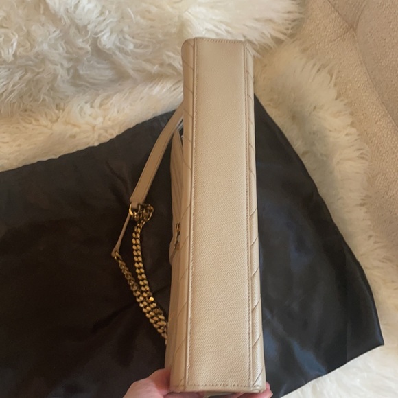 YSL Grain De Poudre Large Matelasse Chevron Satchel - Picture 7 of 17